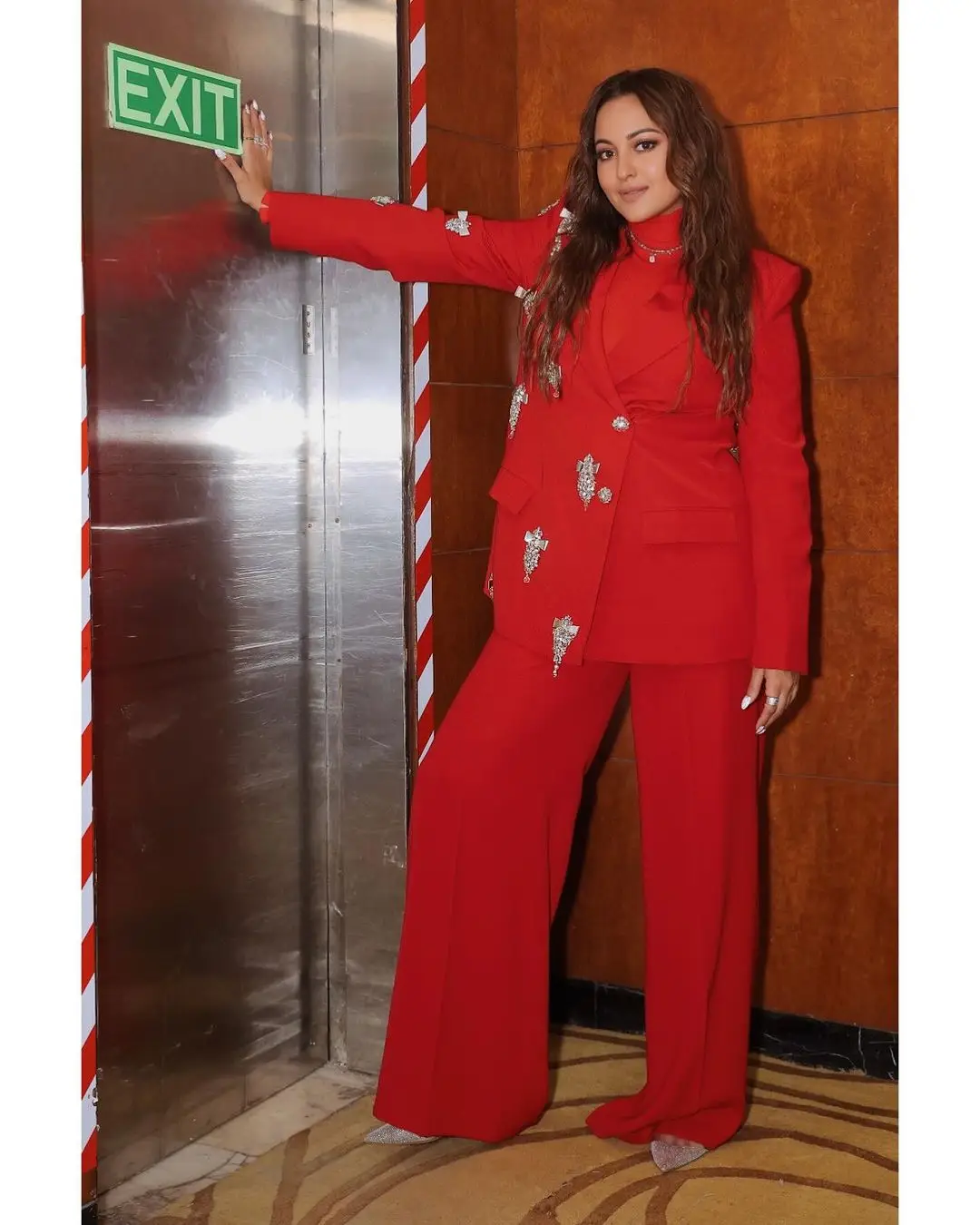 Mumbai Actress Sonakshi Sinha Photoshoot in Red Coat Pant